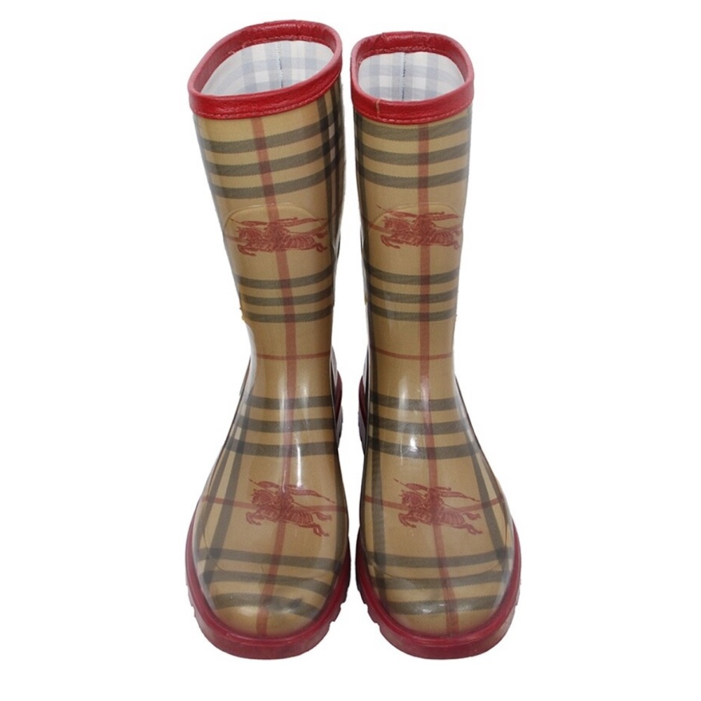 BURBERRY ITALY RUBBER BOOTS FLOWER PAISLEY NOVA- Burberry Plaid Rain Boots